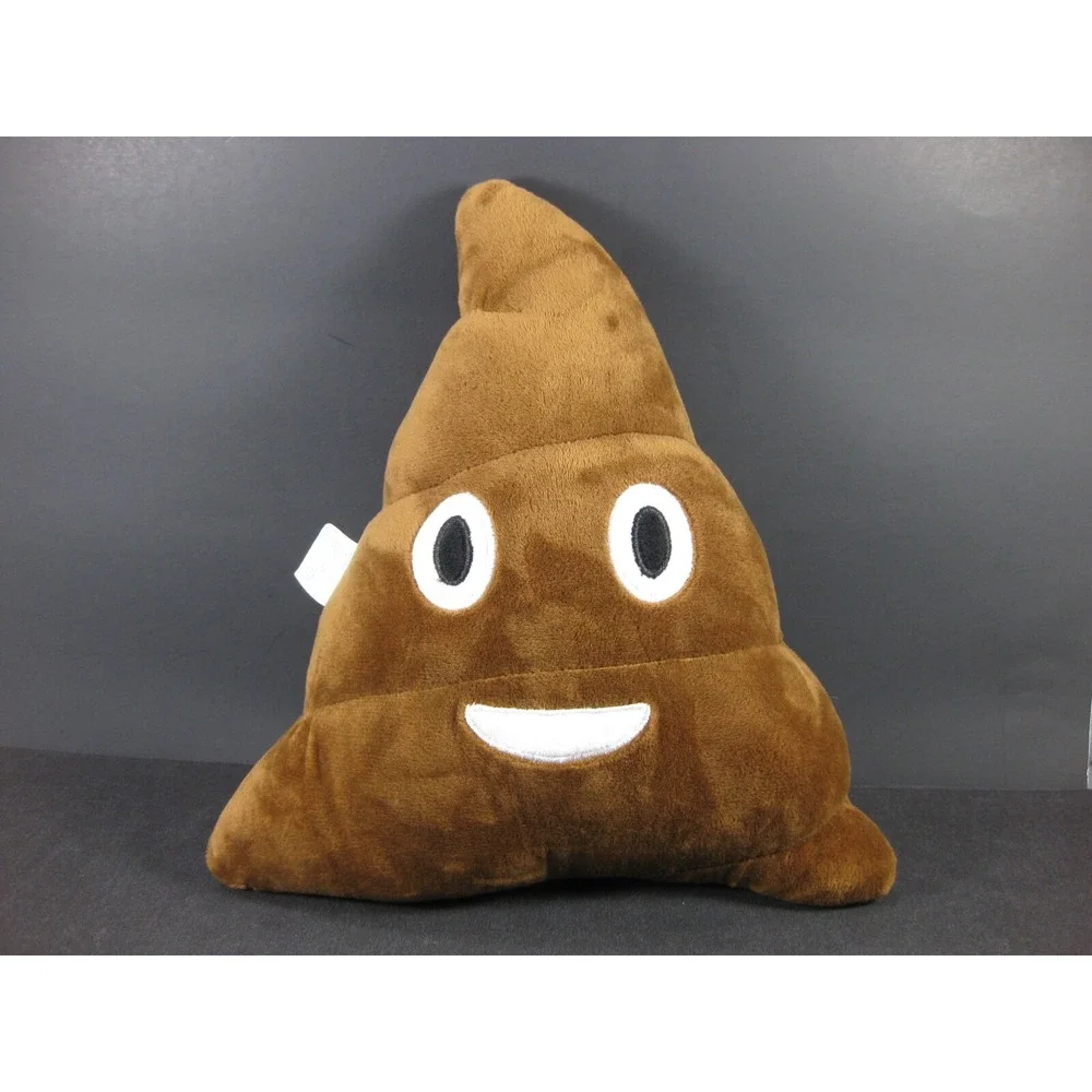 POOP Emoji Cushion Pillow Stitched FACE Brown Plush Stuffed‎ Velvet Feel TOY